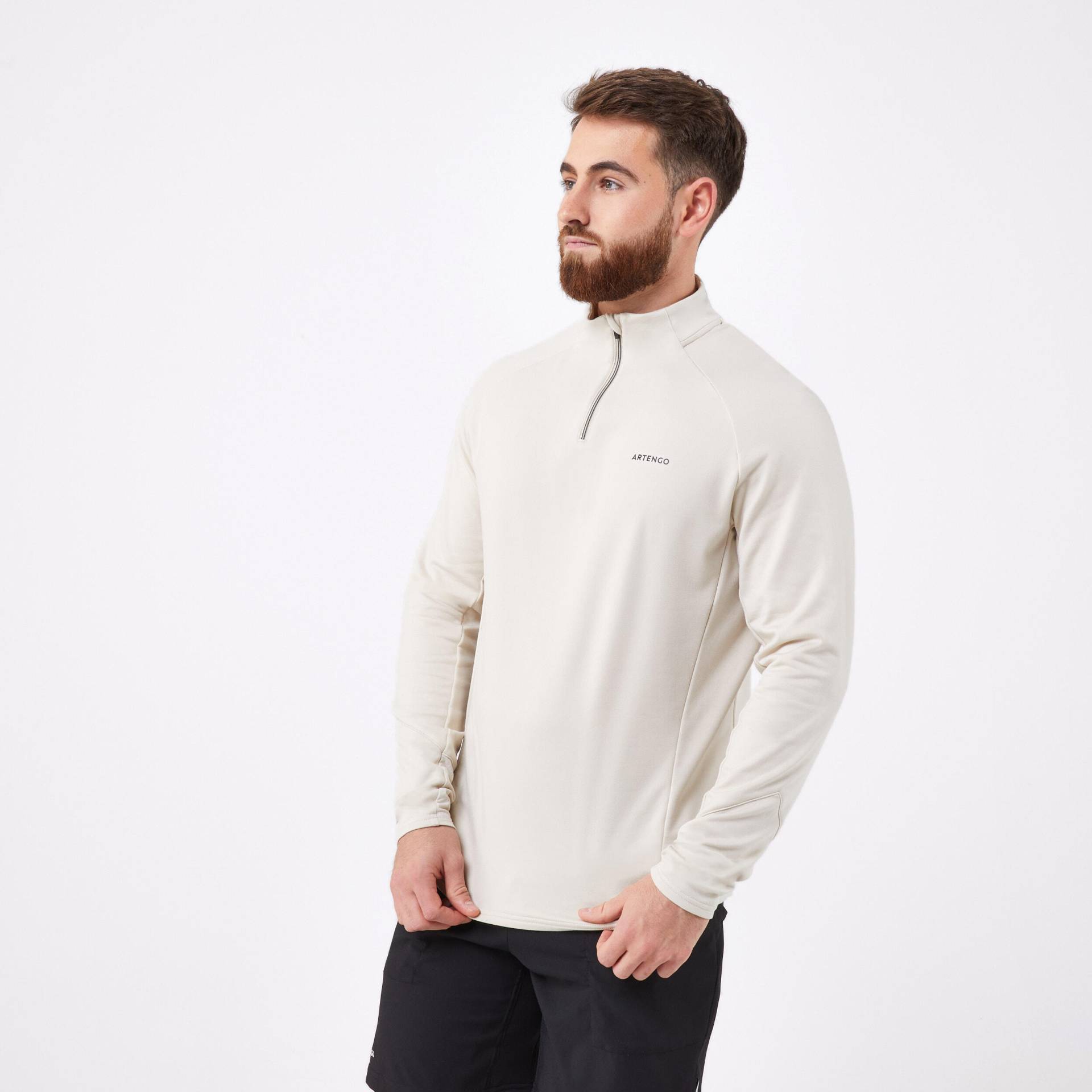 Herren 1/2 Zip Tennis Sweatshirt - Thermic beige von ARTENGO