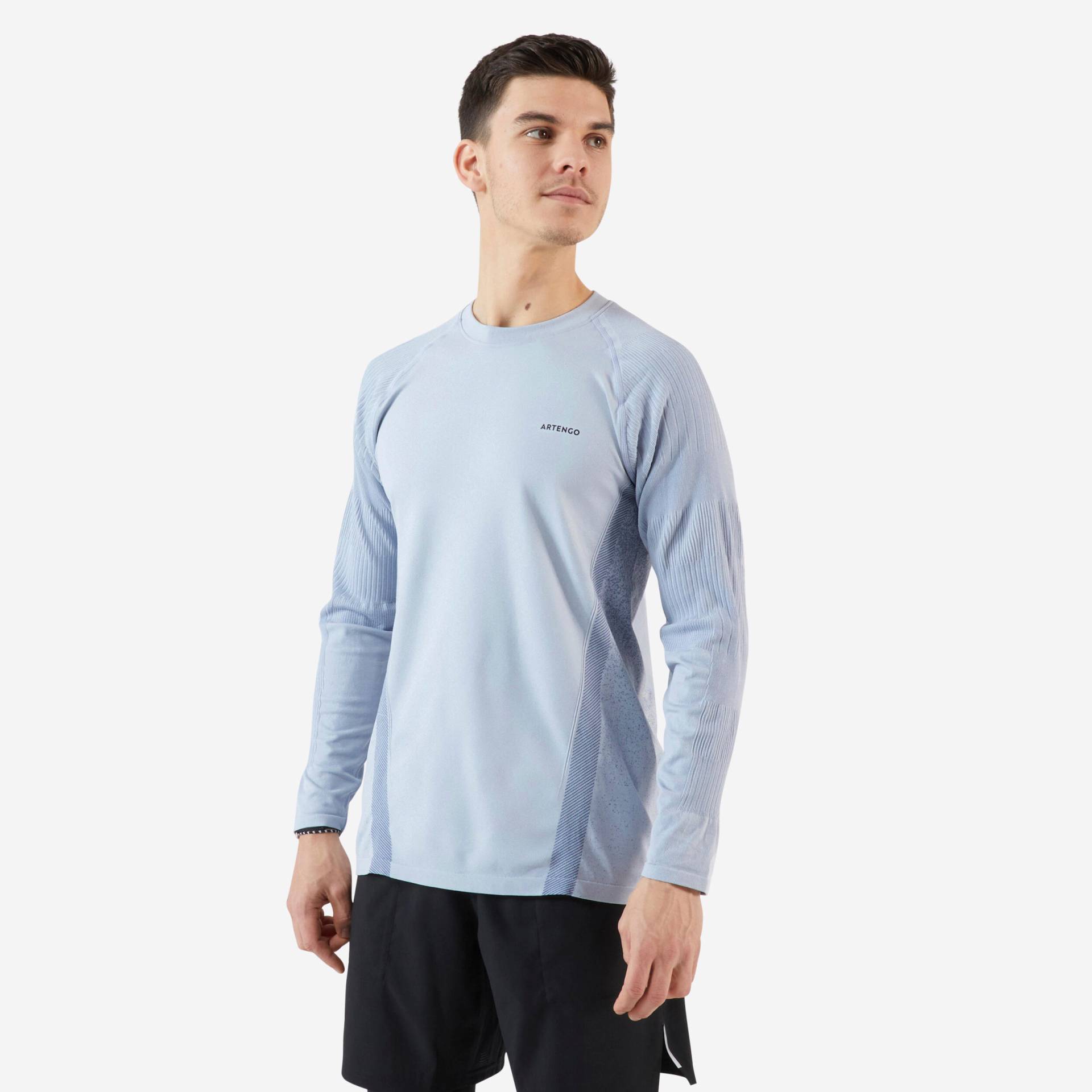 Herren Tennis Langarmshirt - Thermic hellgrau von ARTENGO