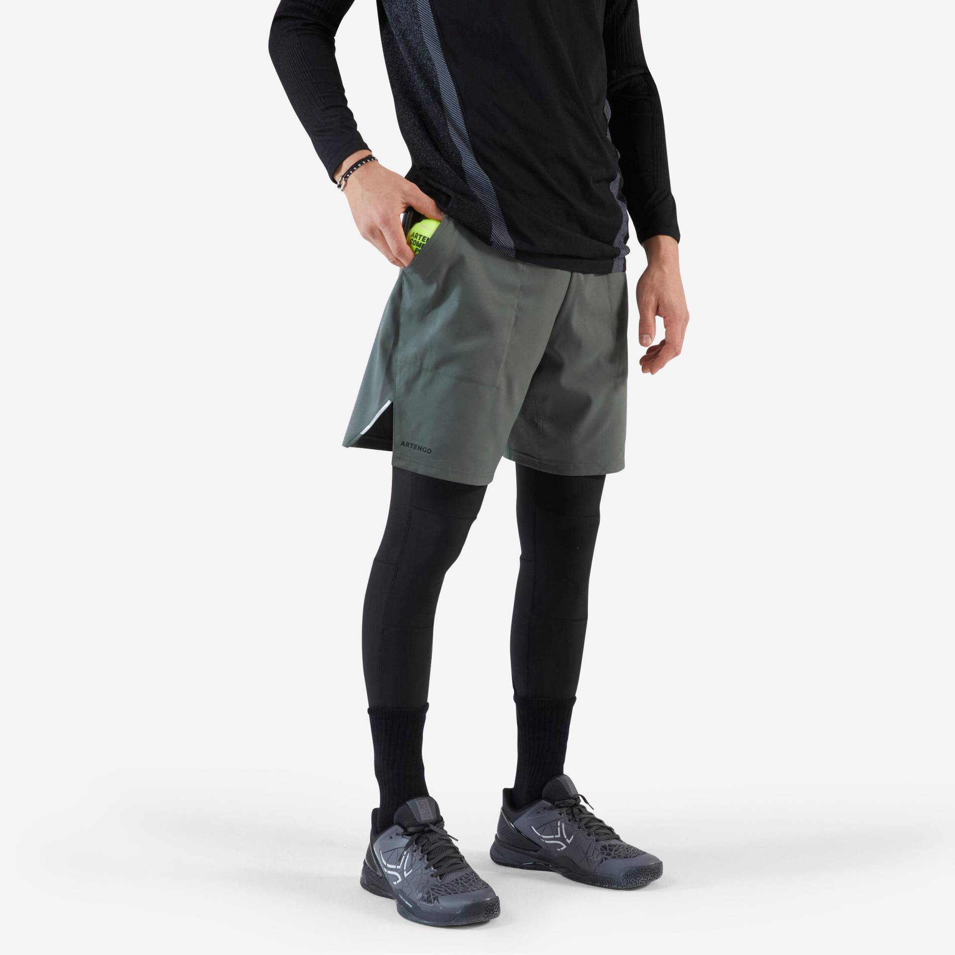 Shorts mit Leggings 2-in-1 - Thermic grau/khaki/schwarz von ARTENGO