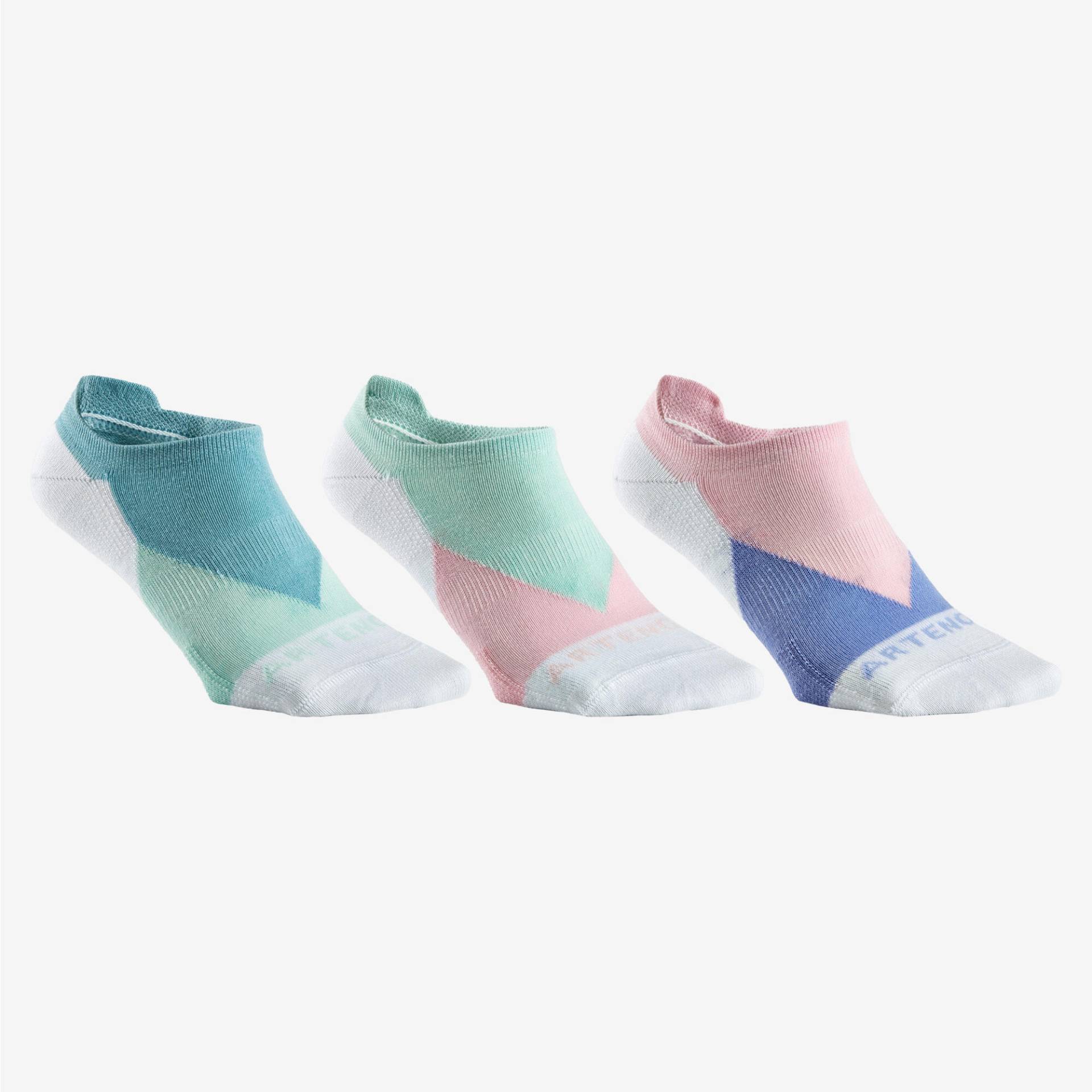 Tennissocken Low 3er-Pack - RS 160 Color Block rosa von ARTENGO