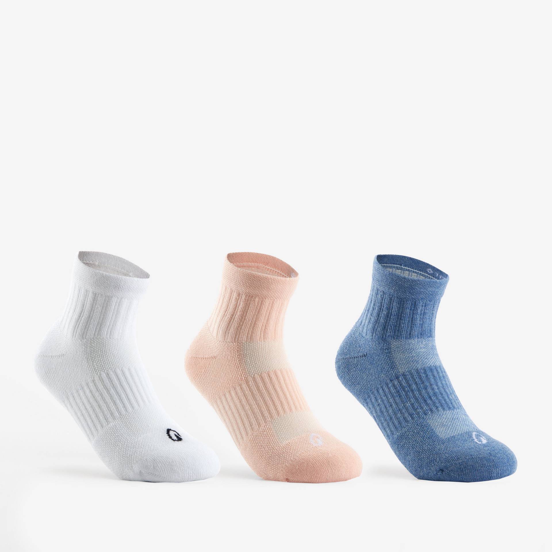 Tennissocken RS 500 Mid Kinder 3er-Pack rosa/weiss/blau Tennissocken RS 500 Mid Kinder 3er-Pack rosa/weiss/blau von Decathlon