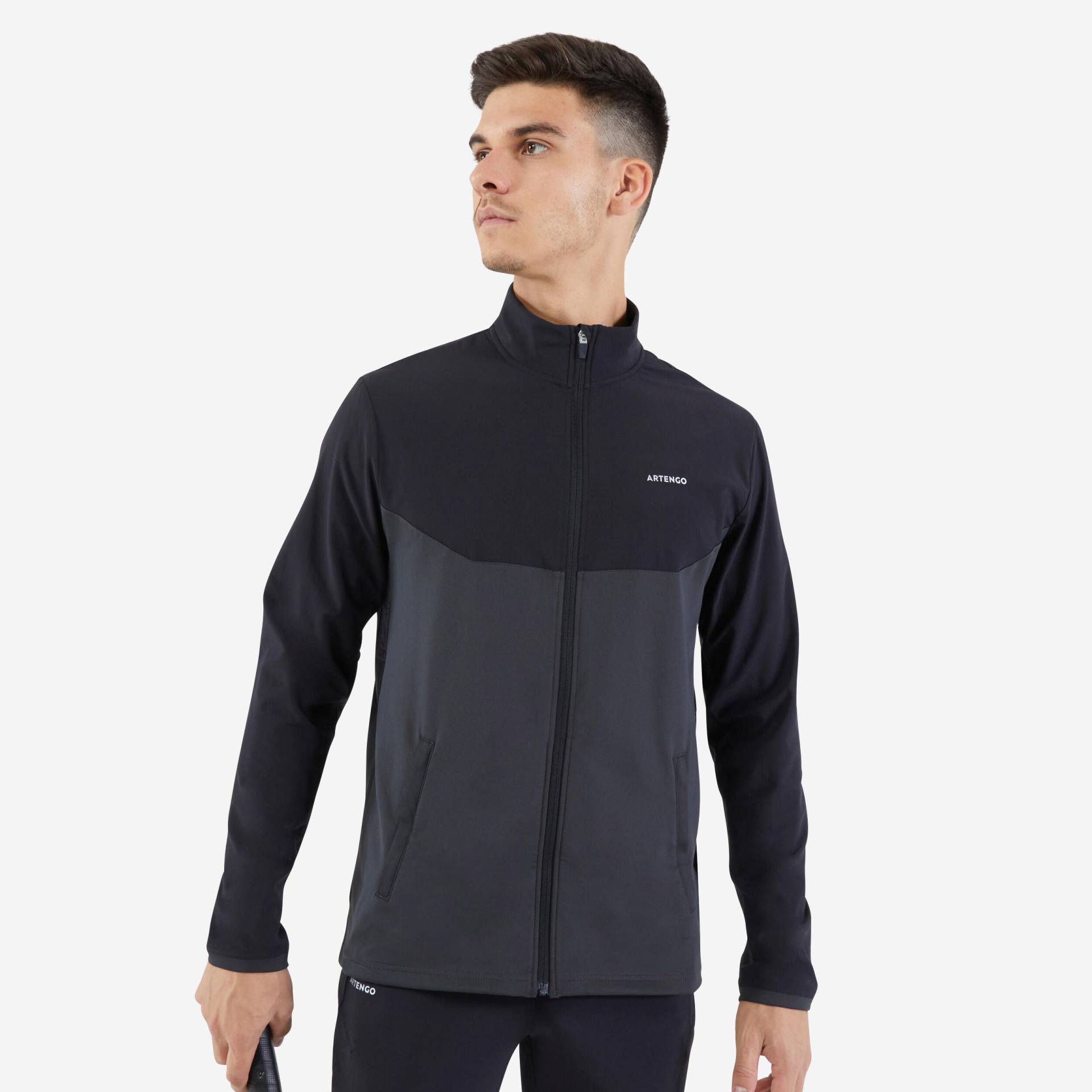 Herren Tennisjacke - Essential schwarz/grau von ARTENGO