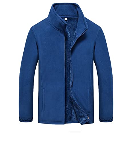 ARTQ Fleece-Jacke Unisex-Polarfleecejacke Blau Durchgehender Reißverschluss Mit Taschen Jacke Stehkragen Jacke Outdoorjacke Polyester Strapazierfähige Warme Fleecejacke Geschenk Für Weihnachten N von ARTQ