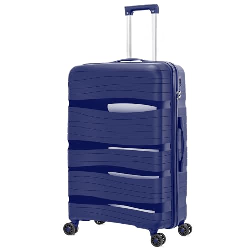 ARTREE Reisekoffer-Set – ausziehbarer Koffer aus Polypropylen mit 4 drehbaren Rädern und Zahlenschloss (türkis), Blau m, Grande L(75CM) von ARTREE