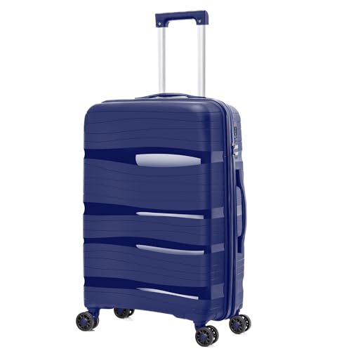 ARTREE Reisekoffer-Set – ausziehbarer Koffer aus Polypropylen mit 4 drehbaren Rädern und Zahlenschloss (türkis), Blau m, Mediana M(66CM) von ARTREE