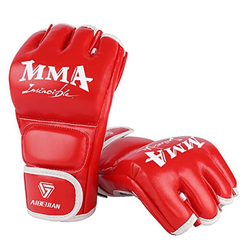 ARVALOLET Boxsack-Boxhandschuhe, Karate-Handschuhe, MMA-Körper-Halbfinger-Training, Sparring-Handschuhe, tragbare PU-Handschuhe, Handschutz, reißfest, atmungsaktiv, für Sportbedarf,belüftete von ARVALOLET