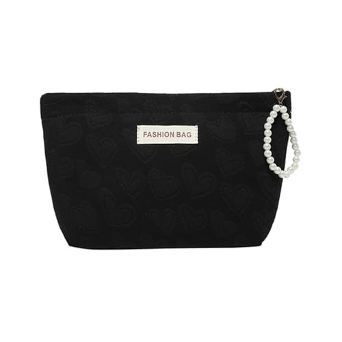 ARVALOLET Damen-Make-up-Tasche aus Segeltuch, klein, for Geldbörse, herzbedruckt, Make-up-Beutel, Reißverschlusstasche, Reise-Kulturbeutel for Reisen von ARVALOLET