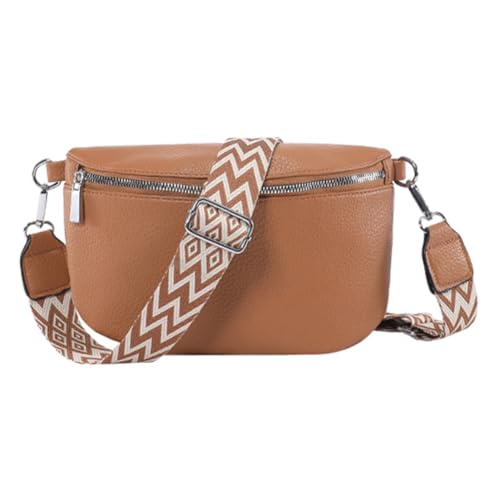 ARVALOLET Damen PU-Brusttasche, modische Gürteltasche, große Kapazität, Trendige Umhängetasche, einfarbig, lässig, Sling-Geldbörse, Verstellbarer Riemen, Umhängetasche von ARVALOLET