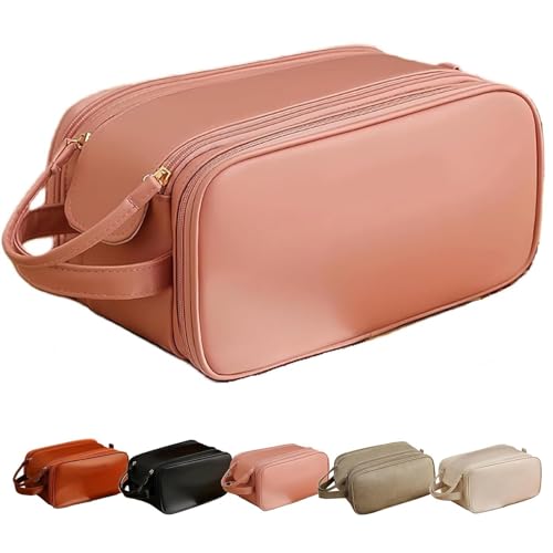 Luxorluxe Make-up-Tasche, tragbare wasserdichte Luxorluxe Kosmetiktasche, Luxorluxe Reisekosmetiktasche mit großem Fassungsvermögen, Luxorluxe Make-up-Reisetasche, tragbarer Organizer(Pink) von ARZARF
