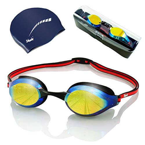 ARiety Profi Schwimmbrille mit Badekappe im Triathlon Set - Wettkampf Schwimmerbrille zum Training oder Freizeit - Anti-Fog - 100% UV-Schutz - verspiegelte Gläser ARiety Profi Schwimmbrille mit Badekappe im Triathlon Set - Wettkampf Schwimmerbrille zum Training oder Freizeit - Anti-Fog - 100% UV-Schutz - verspiegelte Gläser von ARiety