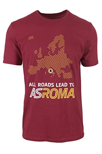 AS Roma SUPERPROMO All Roads Lead to Final T-Shirt, Bordeaux und Gelb, Extra Large Unisex-Erwachsene, Bordeaux und Gelb, XL von AS Roma