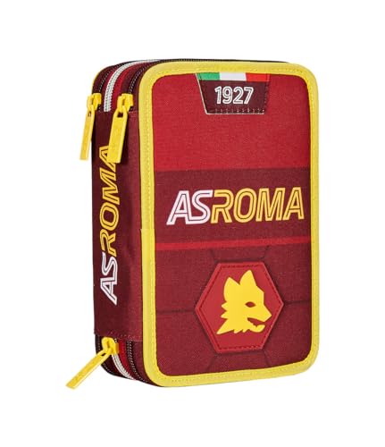AS Roma Seven Fußball Federmäppchen, Mäppchen, Mehrfarbig, Federtasche für Schreibwaren, Etui komplett mit Bleistiften, Filzstiften, Schulmaterial, mit 3 Fächern, Mädchen, Schule-Grundschule, rot/gelb AS Roma Seven Fußball Federmäppchen, Mäppchen, Mehrfarbig, Federtasche für Schreibwaren, Etui komplett mit Bleistiften, Filzstiften, Schulmaterial, mit 3 Fächern, Mädchen, Schule-Grundschule, rot/gelb von AS Roma