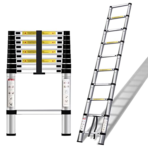 8M 7M 6,2M 6M 5M 4,6M 4M 3,8M 3,2M 2,6M Teleskopleiter mit Rutschfesten Füßen, Tragbare Teleskopleitern für Arbeiten im Freien auf dem Dach von Wohnmobilen zu Hause, Aluminium/Schwarz/3,4M/11,2Ft von ASBEQUZBE
