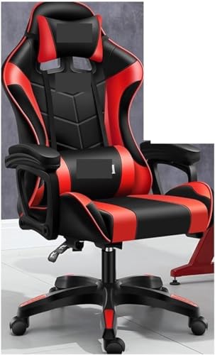 ASBEQUZBE Chefsessel, Gaming-Stuhl, Computerstuhl, Bürostuhl aus Leder, Gamer-Drehstuhl, Wohnmöbel, Internetcafé-Gaming-Stuhl (Farbe: Rot) Stabilize von ASBEQUZBE