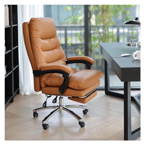 ASBEQUZBE Chefsessel, Home-Office-Schreibtischstühle, Drehstuhl, Leder, einfacher Haushaltscomputerstuhl, Verstellbarer ergonomischer Büro-Drehstuhl mit Fußpedal (Farbe: Orange) Stabilize von ASBEQUZBE