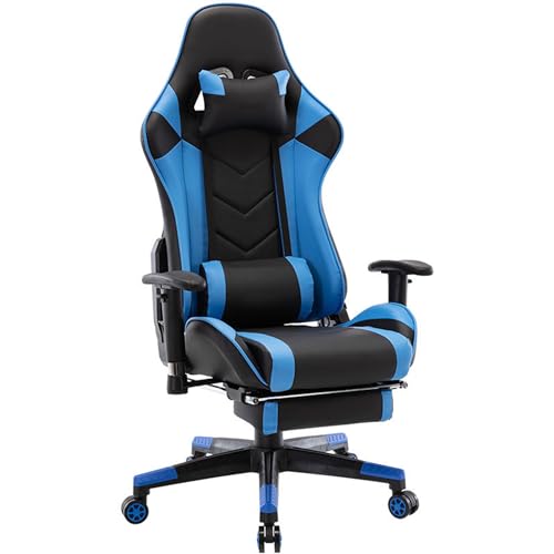 ASBEQUZBE Ergonomischer Gaming-Stuhl mit Fußstütze und Lordosenstütze – höhenverstellbare Videospielstühle für Erwachsene, verstellbare Schreibtischstühle für Büro, Schlafzimmer Stabilize von ASBEQUZBE