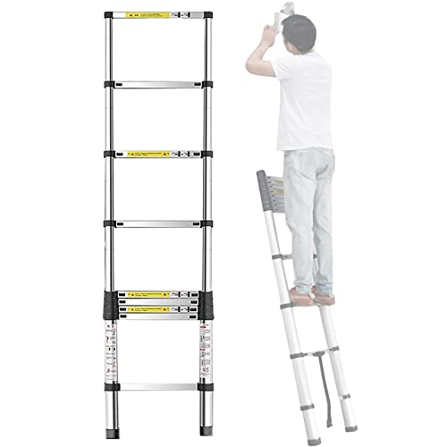 F 20ft 16,5ft 12,5ft 10,5ft 9,5ft Teleskopleiter, ausziehbare Teleskopleiter aus Aluminium für den Einsatz auf Dächern, Dachböden, Wohnmobilen und im Innenbereich, Tragkraft 150 kg (Größe: 1,8 m/5,9 von ASBEQUZBE