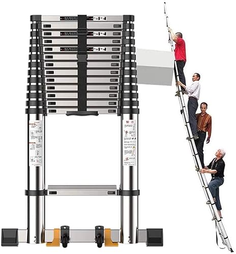 Höchste 5,5 m/7 m lange Teleskopleiter aus Aluminium mit Stabilisatorstange, Hochleistungs-Ausziehleiter, für die Wartung von Dachstangengebäuden (Größe: 4,7 m/15,5 Fuß) interessant Stabilize von ASBEQUZBE