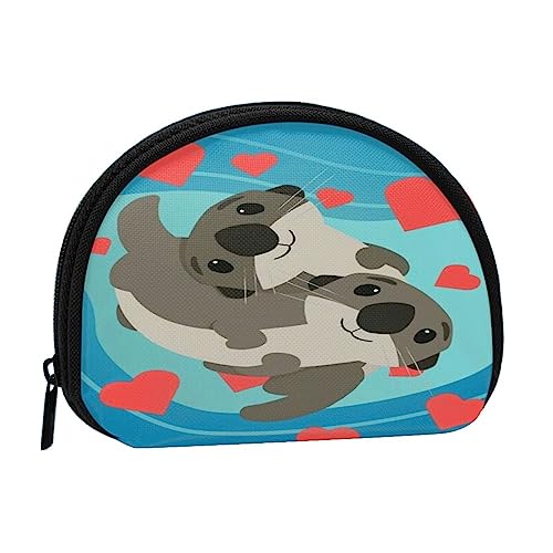 Münzgeldbörse, Geldbörse, Münzbeutel, niedlicher Mops, Mops und Muschel, Aufbewahrungstasche, Reißverschluss, Geldbeutel, Tasche für Damen, Herren, Kinder, Niedliche Otter, Shell storage bag, von ASEELO