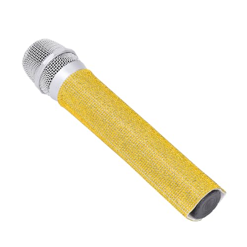 ASHATA Universelle Bling-Mikrofongriffhülle, Strass-Mikrofongriffabdeckung, Dekorative Ersatzhülle für Bühnenshows, Bars (Gold) von ASHATA