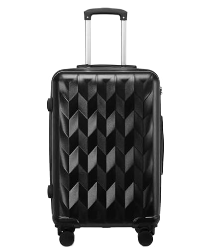 ASHSDI Koffer Reisekoffer Trolley Erweiterbares Hardside-Gepäck Mit Spinner-Rädern, Reisegepäck-Teleskopgriff Boardcase Handgepäck (Color : Black, Size : 20 in) von ASHSDI