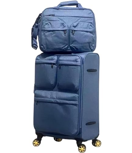 ASHSDI Koffer Reisekoffer Trolley Erweiterbares Rollgepäck, 2-teiliges Set, Drehbare Räder, TSA-Schloss Für Reisen Boardcase Handgepäck (Color : Blue, Size : 28in) von ASHSDI