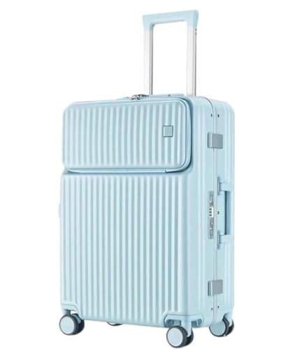 ASHSDI Koffer Reisekoffer Trolley Handgepäck, Äußerst Robuster Koffer, Gepäckbeständig, Harter, Leichter Aluminiumrahmen Boardcase Handgepäck (Color : Blue, Size : 20inch) von ASHSDI