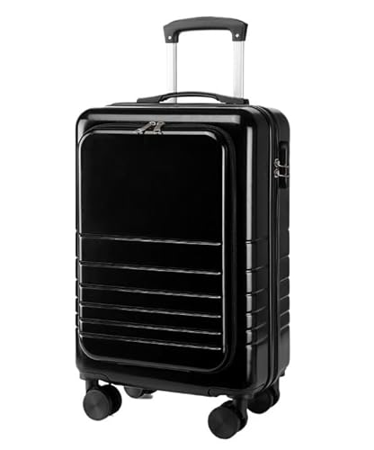 ASHSDI Koffer Reisekoffer Trolley Handgepäck, Von Der Fluggesellschaft Zugelassen, Leichter Koffer, Hartschalen-Reisegepäck Boardcase Handgepäck (Color : Black, Size : 26in) von ASHSDI