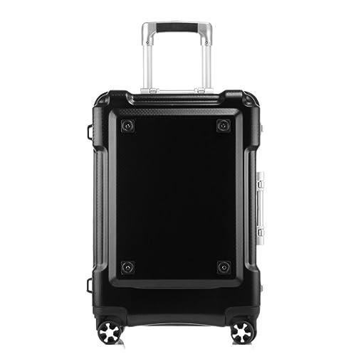ASHSDI Koffer Reisekoffer Trolley Hartschalen-Handgepäck Mit Aluminiumrahmen, Koffer Ohne Reißverschluss, TSA-Zahlenschloss Boardcase Handgepäck (Color : Black, Size : 24in) von ASHSDI