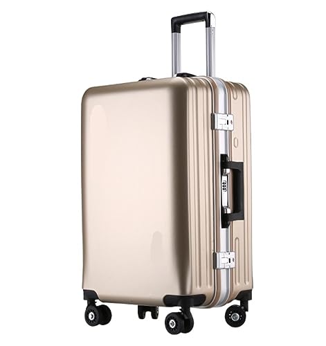 ASHSDI Koffer Reisekoffer Trolley Koffer, Aluminiumrahmen, USB-wiederaufladbares Gepäck, Hartschalenkoffer Mit Rollen Boardcase Handgepäck (Color : Gold, Size : 20inch) von ASHSDI