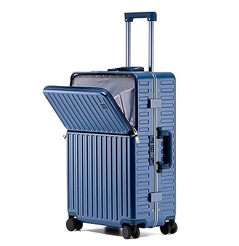 ASHSDI Koffer Reisekoffer Trolley Koffer Mit USB-Anschluss Für Aufladen Von Gepäck Für Geschäftsreisen. Koffer Mit Hoher Kapazität Boardcase Handgepäck (Color : Blue, Size : 20inch) von ASHSDI
