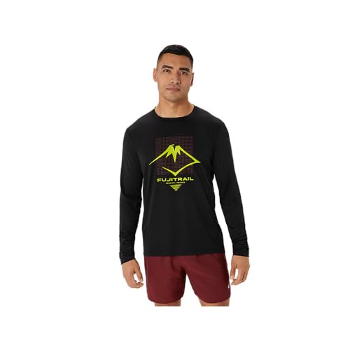 ASICS 2011C720-002 Fujitrail Logo LS TOP Sweatshirt Herren Performance Black/Antique RED/NEON Lime Größe M von ASICS