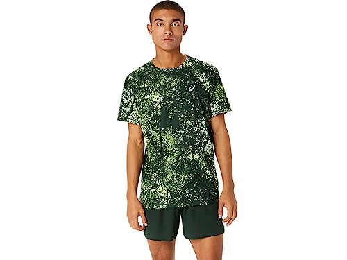 ASICS 2011C885-300 All Over Print SS TOP T-Shirt Herren RAIN Forest/Glow Yellow Größe S von ASICS