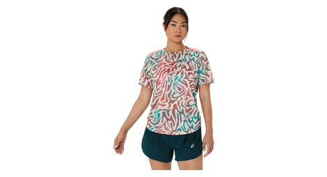 asics road print kurzarm trikot beige damen asics road print kurzarm trikot beige damen von ASICS