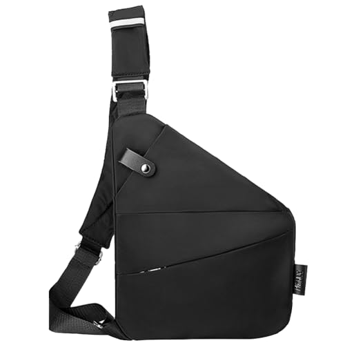 ASIEIT Herren-Mode-Brusttasche, Reise-Umhängetasche, große Kapazität, einfache Umhängetasche, Anti-Diebstahl-Tasche, Verstellbarer Riemen, Mini-Umhängetasche (Schwarze Linke Schulter) von ASIEIT