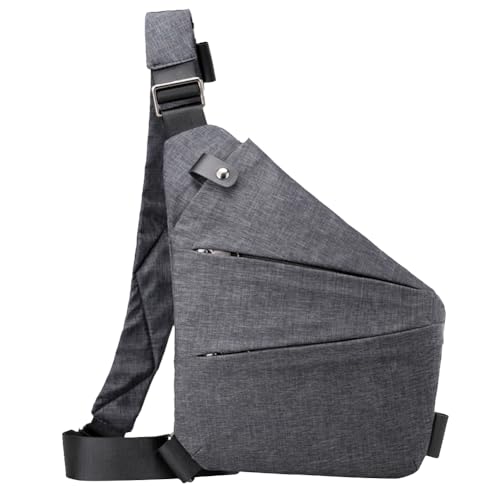 ASIEIT Herren-Mode-Brusttasche, kleine Hüfttasche, großes Fassungsvermögen, einfache Umhängetasche, Diebstahlsicherung, Verstellbarer Riemen, ergonomische Mini-Umhängetasche (graue Linke Sch von ASIEIT