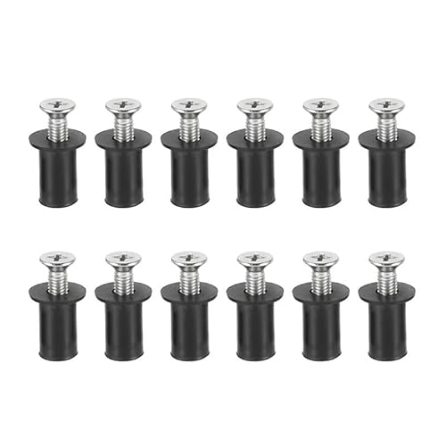 ASJFGTEH M5 Gummimuttern mit Blindverschluss for Motorrad-Windschutzscheibe, Niet for Kajak, Kanu, Boot, Marine, Schlauchboot, Zubehör(12X Sunk Head Screw) von ASJFGTEH