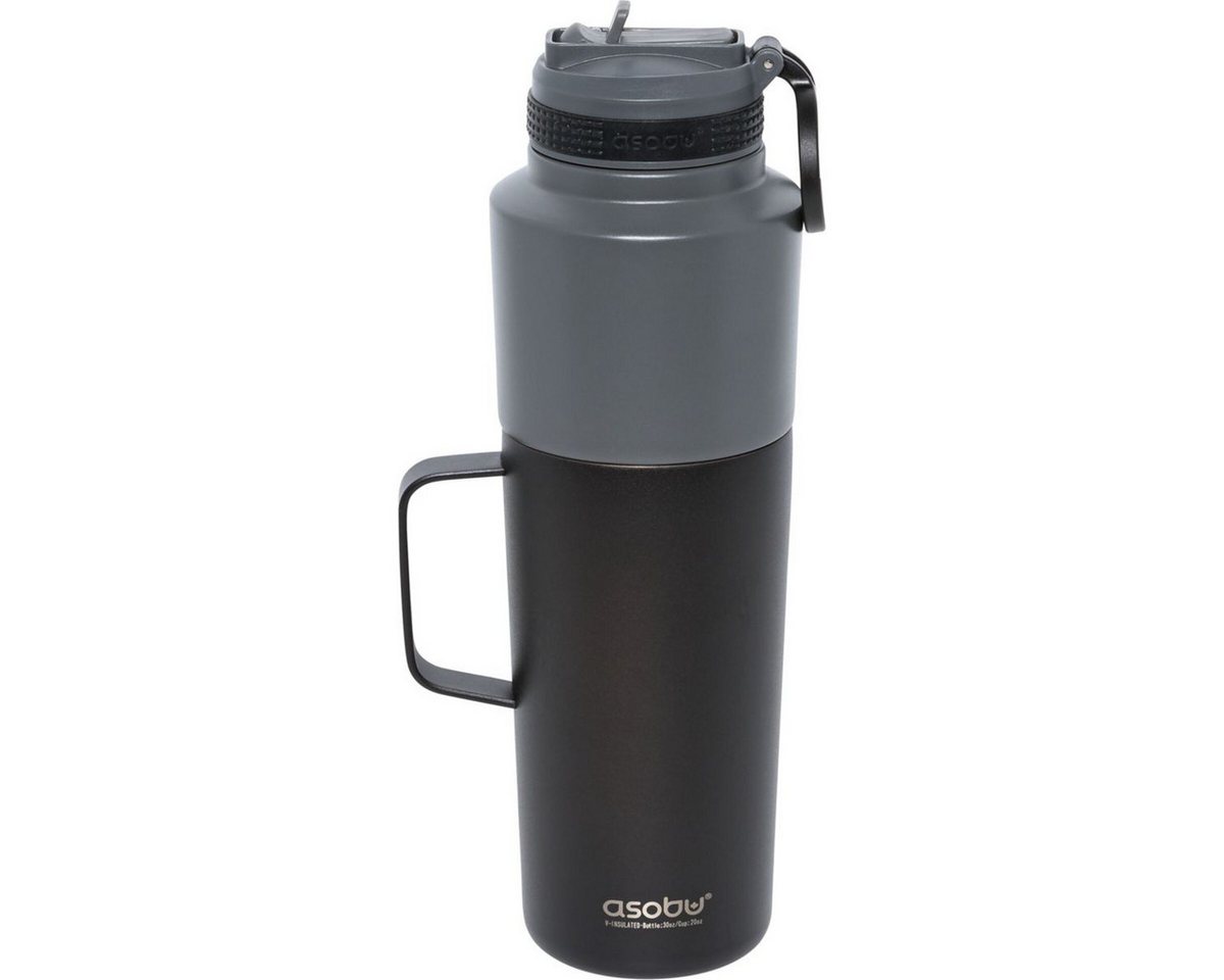 ASOBU Trinkflasche Twin Pack Bottle with Mug Schwarz, 0.9 L + 0.6 L ASOBU Trinkflasche Twin Pack Bottle with Mug Schwarz, 0.9 L + 0.6 L von ASOBU