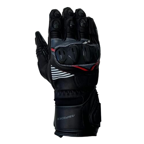 ASPIDEX Herren Leder Racing Motorrad Handschuhe Schutzhandschuhe Für Motorradfahrer Schwarz (Schwarz, XL) von ASPIDEX