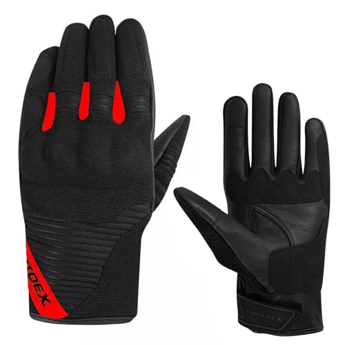 ASPIDEX Motorrad-Handschuhe aus zertifiziertem Leder, matt, für Motocross, Enduro (Rot, M) von ASPIDEX