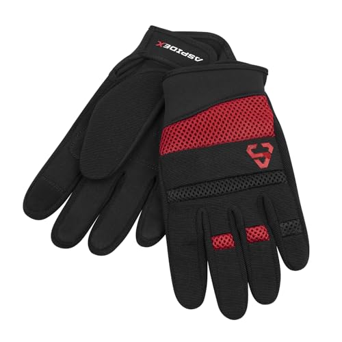 ASPIDEX Motorrad-Handschuhe für Herren, elastischer Stoff, CE-zertifiziert, für Herren, Sommerhandschuh (Rot, XXXL) von ASPIDEX