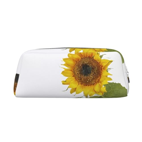 ASPOIJHN Bloom Sunflower vielseitiges Leder-Federmäppchen, stilvolle Aufbewahrungstasche für Schule, Büro, Schreibwaren, Kosmetiktasche, Münzen, Organizer, silber, Einheitsgröße, Krawattenetui von ASPOIJHN