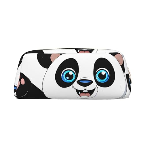 ASPOIJHN Pandas Vielseitiges Leder-Federmäppchen, stilvolle Aufbewahrungstasche für Schule, Büro, Schreibwaren, Kosmetiktasche, Münzen, Organizer, gold, Einheitsgröße, Krawattenetui von ASPOIJHN