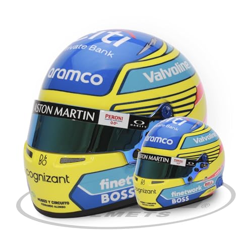 Aston Martin F1 Team - Fernando Alonso 2024 1/2 Scale Mini Replica Helm - Offizielle Glockenhelme - Blau/Gelb Aston Martin F1 Team - Fernando Alonso 2024 1/2 Scale Mini Replica Helm - Offizielle Glockenhelme - Blau/Gelb von ASTON MARTIN