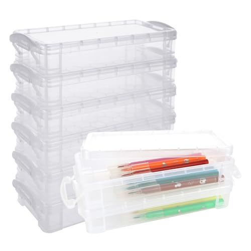ASelected 8er-Pack Transparente Stifteboxen Stiftbox mit Deckel Aufbewahrungsbox für Stifte - 22 x 10 x 4 cm von ASelected