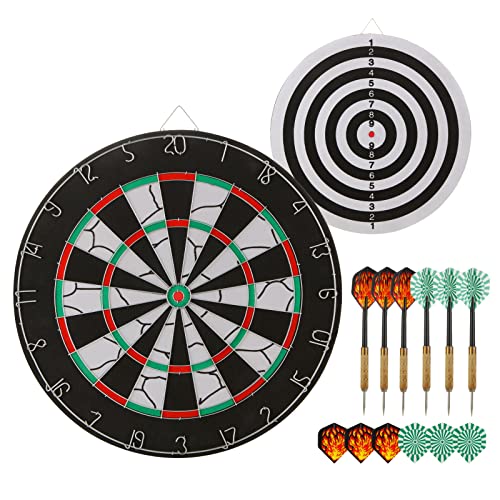 Aselected Dartscheibe, Stahl dartscheibe Kork, Dartscheibe Set, 18 Zoll Doppelseitige Dartscheibe inkl 6 Stahlspitzen Dartscheiben Profi Dartscheibe von ASelected