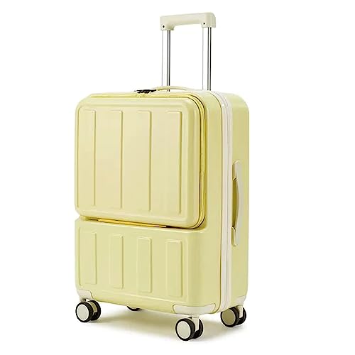 ASerZenith Gepäck mit Rädern, Gepäck mit Ladeanschluss, erweiterbares Codeschloss, Handgepäck, Aluminiumrahmen (gelb, 20 Zoll) von ASerZenith