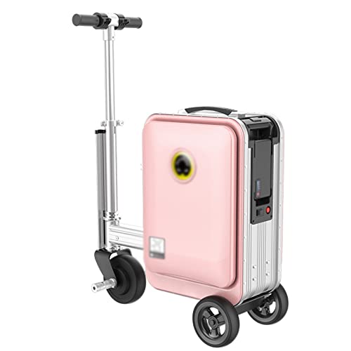 ASerZenith Intelligenter elektronischer Folgetrolley, faltbares intelligentes Gepäck, elektrisches Gepäck, internationales Zahlenschloss, Tragfähigkeit 110 kg (Pink) von ASerZenith