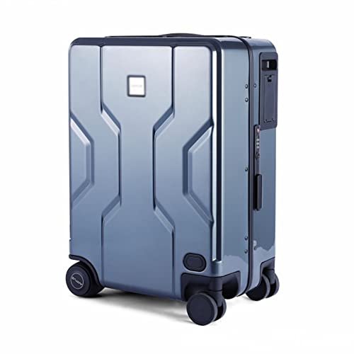 ASerZenith Intelligenter motorisierter Handgepäckkoffer/Gepäck, tragbarer bemannter Koffer, mit Ladeanschluss, Schloss, geeignet für Erwachsene (Hellgrau) von ASerZenith