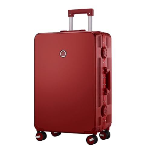 ASerZenith Koffer mit Rahmen aus Aluminiumlegierung, Verstellbarer Koffer mit 3 zweireihigen Rollen für Geschäftsreisen und Reisen (Burgunderrot, 22 Zoll) von ASerZenith
